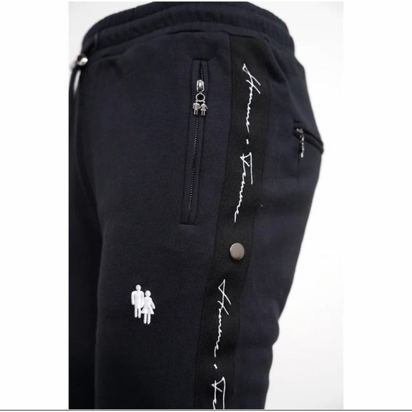 Homme + Femme Men's Slim Fit Track Jogger Sweatpants Joggers For Men Black White - Picture 4 of 13